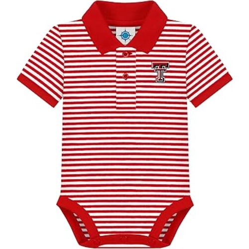 Creative Knitwear College Baby Striped Polo Bodysuit - Team Logo, Multiple Colors, for Boys & Girls (0-12 Months)