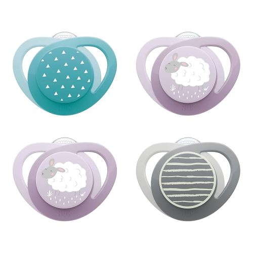 NUK Glow-in-The-Dark Orthodontic Pacifier with Heart-Shaped Shield, BPA-Free, fits 0-6 Months, 4-Pack