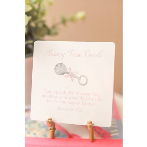Nursery Scripture Cards with Easel / Baby / Bible Verses / with Gold Bamboo Easel