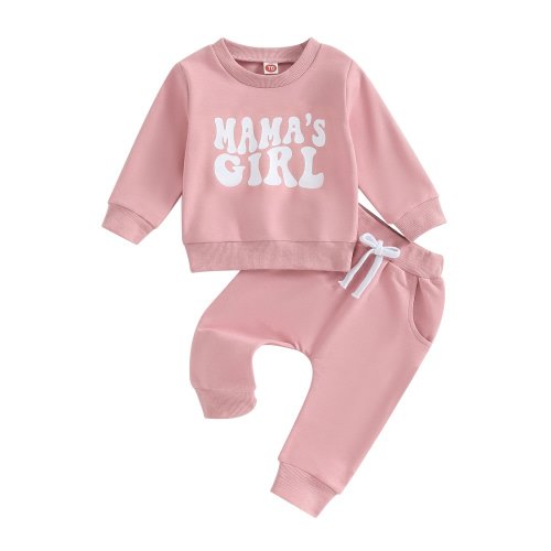 2Pcs Set Infant Baby Girl Fall Clothes 6M 12M 18M 24M 3Y Mamas Girl Long Sleeve Crewneck Sweatshirt+Joggers Pants Winter Outfit