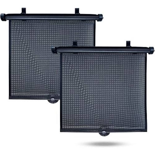 EcoNour Car Side Window Sun Shade (2 Pack) | Upgraded Roller Sunshade for Kids | Baby Window Shades for UV and Sun Glare Protection | Travel Accessories (15"x17")