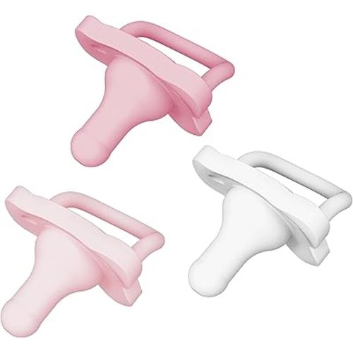 Dr. Brown's HappyPaci 100% Silicone Baby Pacifier, Contoured One-Piece Design, White, Pink, Light Pink, 0-6m, BPA-Free, 3 Pack
