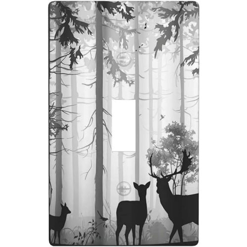Gray Cute Deer Anime Wall Plate Switch Plate Kawaii Forest Decorator Wall Plate Light Switch Cover Outlet Cover for home Decor gift