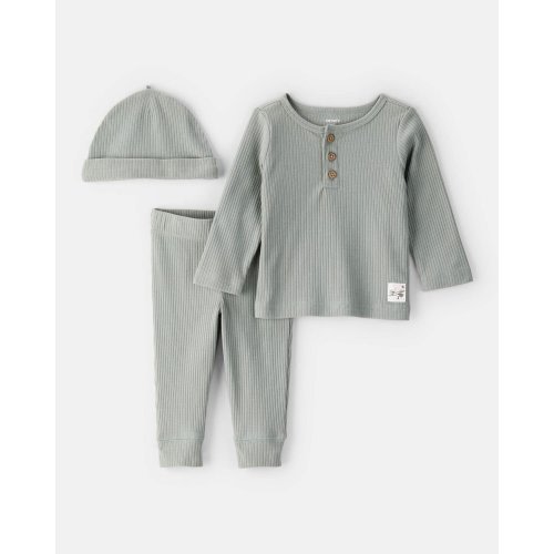 Baby 3-Piece Ribbed Outfit Set - Green - Carter's | Carter's