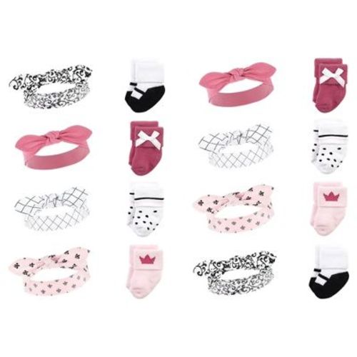 Hudson Baby Infant Girl 16Pc Headband and Socks Giftset, Princess, 0-9 Months