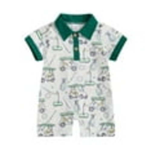 aturustex Toddler Baby Boys Golf Print Jumpsuit 0 3M 6M 12M 18M Infant Short Sleeve Rompers Turn Down Collar Bodysuits Button Up Jumpsuits Little Boy mmer Outfits Beachwear for Holiday Party
