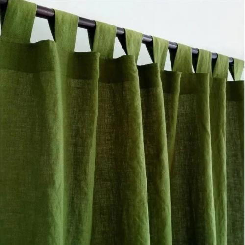 MOSS GREEN - Washed Cotton Long Curtain 2 Panels Solid Farmhouse and Modern Curtains for Living Room Bedroom Door Window Curtain Set