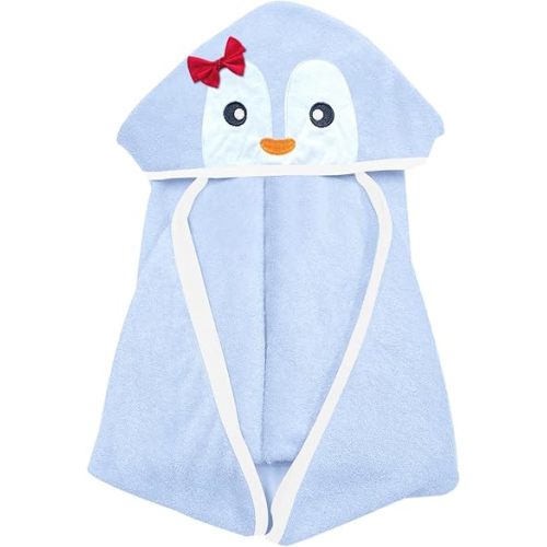 YOYOO Baby Bath Towel – Viscose Derived from Bamboo, Baby Hooded Towels - Newborn Essential Cute Purple Penguin-Perfect Baby Registry Gifts for Boy Girl