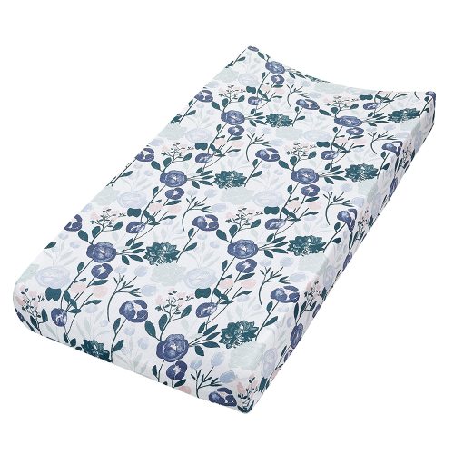 aden anais Essentials Changing Pad Cover, 100% Cotton Muslin, Super Soft & Breathable, Tailored Snug Fit, Single, Flowers Bloom