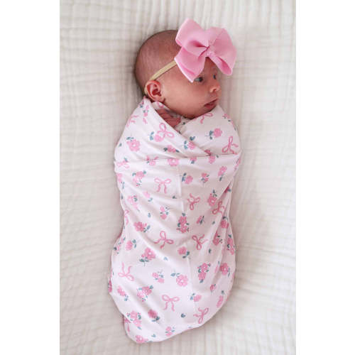 Ribbon & Roses Oversized Swaddle Blanket | Pink