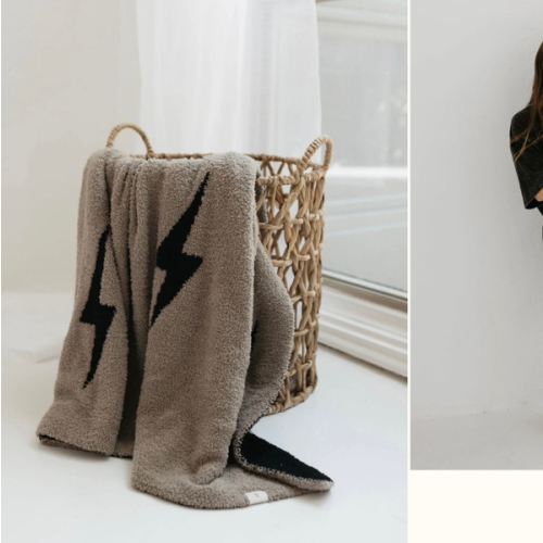 Plush Blanket | Brown Lightning Bolt