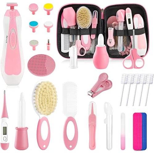 Baby Healthcare and Grooming Kit for Newborn Kids, 31PCS Upgraded Safety Baby Care Kit, Newborn Nursery Health Care Set, Baby Care Products (Pink（31PCS)