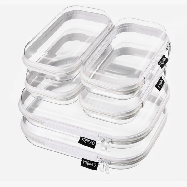 Amazon.com: YQBRAO Clear Hard Shell Zipper Cases, Diaper Bag Organizer Pouches, White | Rigid clear shells in three practical sizes organize toiletries, cosmetics, cables, stationery and household essentials