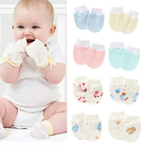 SPRING PARK Baby No-Scratch Protective Cotton Newborn Baby infant No Scratch Mittens Gloves