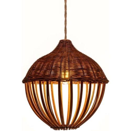 Handmade Natural Rattan Pinecone Pendant Lamp Shade – Eco-Friendly Boho Home Decor, Unique Nursery Lighting Gift for Kids, Sustainable Hotel & Restaurant Ceiling Light Fixture (No Lamp)
