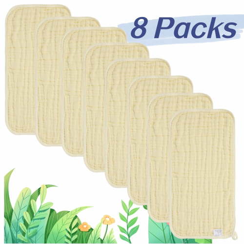 8 Pack Muslin Burp Cloths Baby Burp Clothes - Burp Rags for Boy Girls Muslin Bibs 6 Layers Large 20''x10'' 100% Cotton Hand Washcloths Soft Absorbent