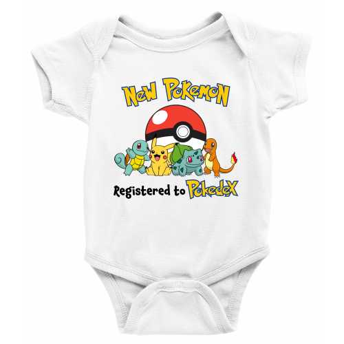 Funny New Pokemon Registered to Pokedex Baby Bodysuit, Pokemon Baby Bodysuit, Pokemon Toddler, Baby Shower Gift