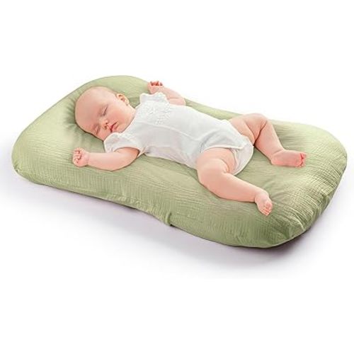 CORATED Baby Lounger for Newborn 0-24 Months, Infant Lounger Pillow Baby Nest Sleeper, Organic Cotton Bed with Cover, Newborn Babies Essentials
