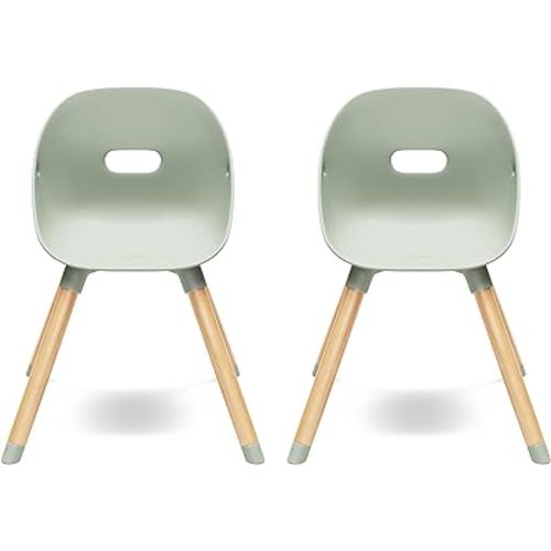Lalo The Play Chair, Wooden and Non-Toxic Plastic Kids and Toddler Chair - Sturdy Bucket Seat and Easy to Clean Kids Chair with up to 200 lb. Weight Capacity, Set of 2 - Sage