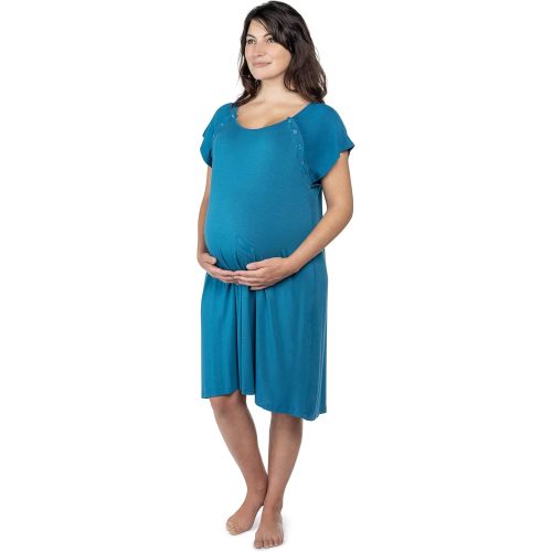 Three Little Tots Mommy Labor and Delivery Gown - Stretchy Soft Maternity and Nursing Nightgown