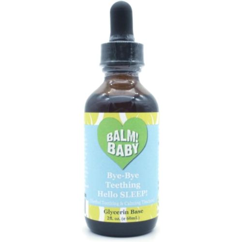 Bye-Bye Teething, Hello Sleep! Natural & Organic Baby Teething Relief & Calming Tincture | Soothes Inflamed Gums, Irritability & Pain – Encourages Sleep | Glass Bottle (Sweet Glycerin - 2oz)