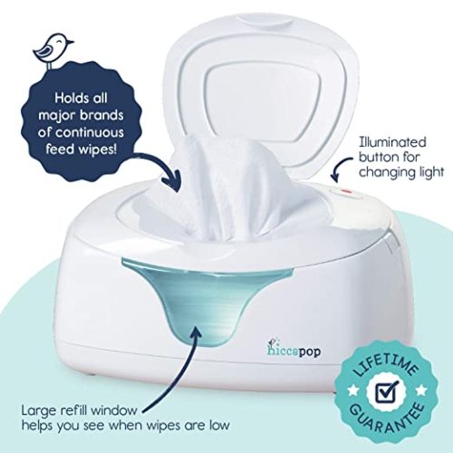 hiccapop Baby Wipe Warmer and Baby Wet Wipes Dispenser | Baby Wipes Warmer for Babies | Diaper Wipe Warmer with Changing Light | Newborn Essentials - White