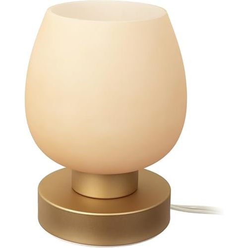 Touch Bedside Table Lamp - Desert Titanium Color Glass Lamp Shade, Warm LED Bulb, 3 Way Dimmable, Simple Design