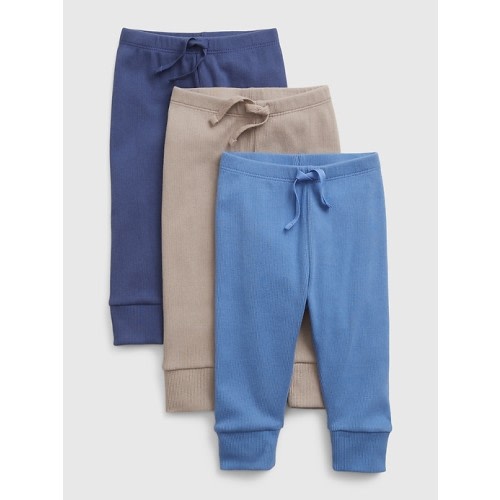 Baby Organic Cotton Pull-On Pants (3-Pack) in chrome blue, size: 6-12 M