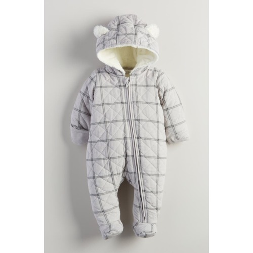 Ear Appliqué Quilted Faux Fur Lined Hooded Bunting