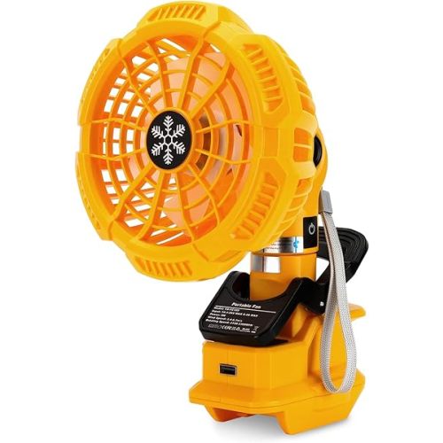Taingwei Portable Clip on Fan for Dewalt 20v 60v Lithium-ion Battery,Battery Powered Stroller Fan with 3 Energy Efficient Speed Settings for Bedroom,Outdoor,Camping and Job Site(Tool Only)