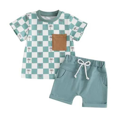 Little Boy Short Sleeve Checkered Palms 2-Piece Outfit Set
– The Trendy Toddlers