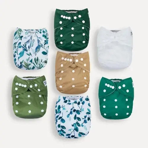 Nora's Nursery - Cloth Diapers One Size 7 pk - Sage & Sea