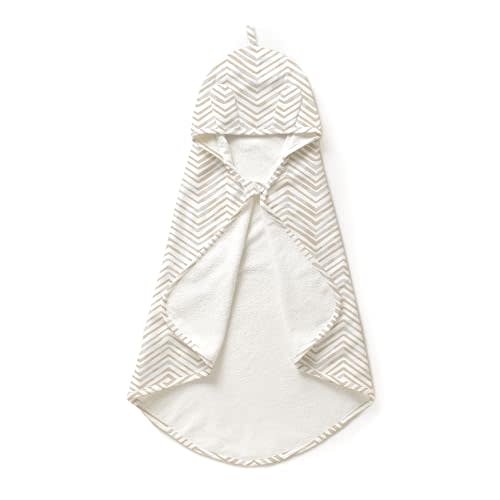 MakeMake Organics Organic Cotton Hooded Towel Baby Toddler GOTS Certified Organic Cotton Beach Poncho Towel Large Absorbent Non Toxic Neutral (Herringbone, Diagonally 35"x35")