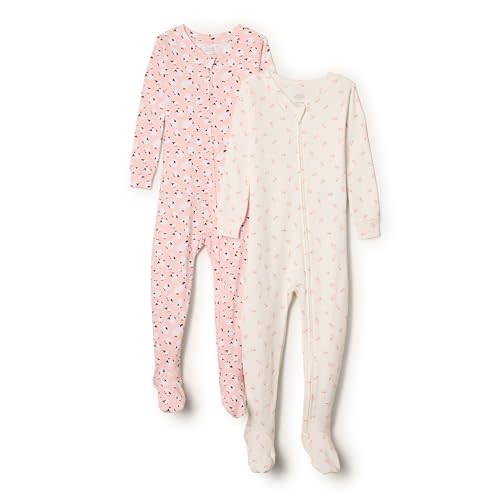 Amazon Essentials x Sofia Grainge Unisex Toddlers and Babies' Snug-Fit Cotton Footed Pajamas, Pack of 2