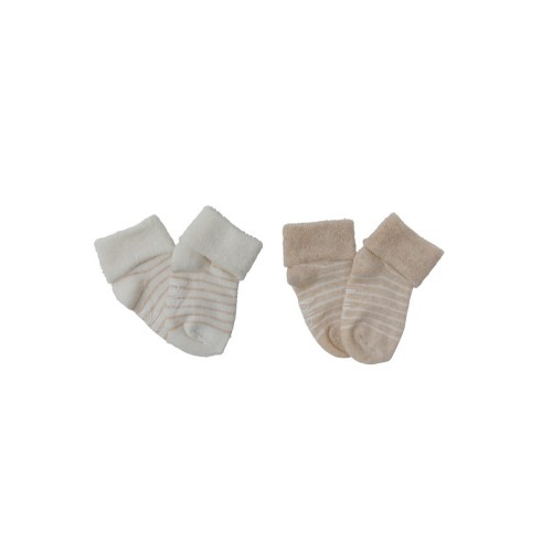 Bilbi Infant Terry Turn Top Sock 2 Pack Natural | Baby Bunting AU