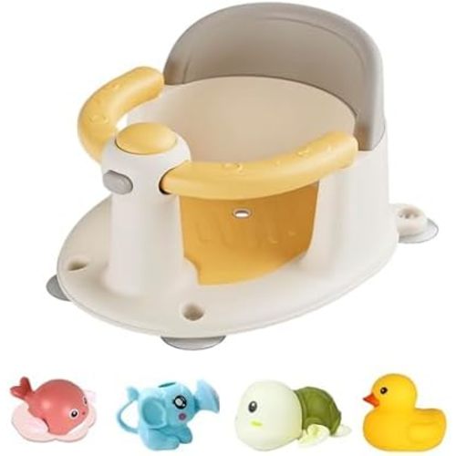 Baby Bath Seat for Infant Toddler 6 Months and up, Portable Foldable Non-Slip Baby Bathtub Seat 4 Secure Suction Cups for Baby Sitting Up (Yellow)