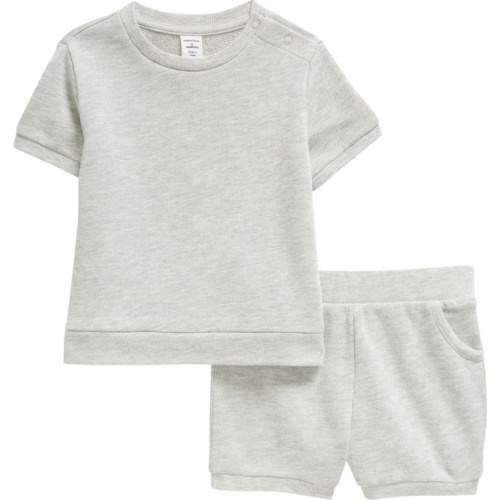 Baby Cozy Short Sleeve Top & Shorts Set, 3M, Grey Light Heather