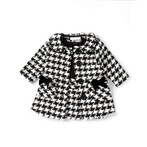Bonnie Jean Baby Girls Newborn-24 Months Long-Sleeve Checked Boucle Coat & Short-Sleeve Knit-Ottoman/Checked Boucle Dress Set