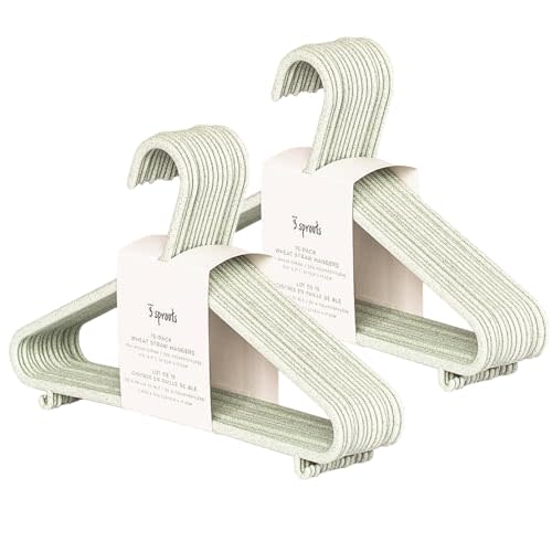 3 Sprouts Wheat Straw Plastic Hangers - 30-Pack Eco-Conscious Toddler Hangers for Child & Baby Clothes, Coats - Kid Closet Hanger Ideal for Small Girls, Boys, Children & - Speckled Green