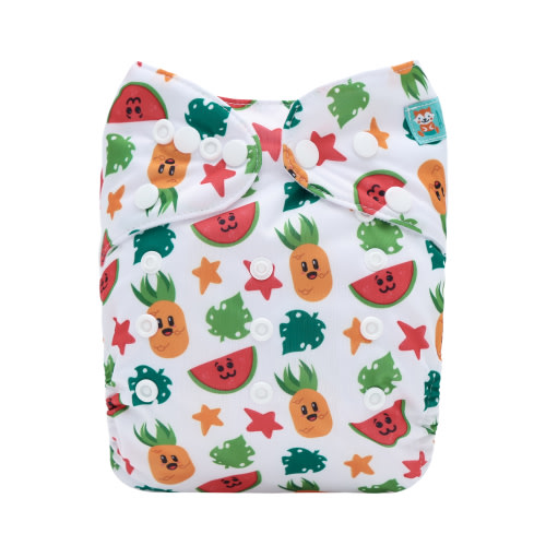 ALVABABY Printed Cloth Diaper - One Size Adjustable Washable &amp; Reusable Diaper with Pocket for Babies (H458A Fruit)