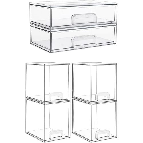 Vtopmart 2pack12''W and 4pack 7.6" H Clear Stackable Storage Drawers