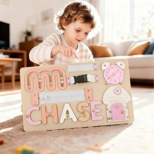 Name Puzzle Wooden Busy Board Montessori Toy Baby Gift for Girl, Personalized Puzzle ,First Birthday& Baby Shower Gift, Christmas Gift