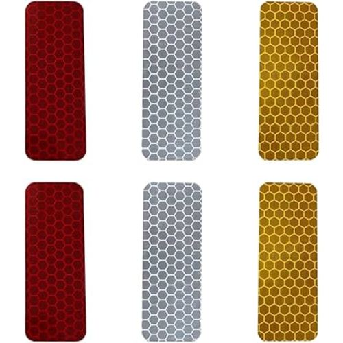Aluminum Plating Reflective Stickers Outdoor Conspicuity Reflective Decals 1.18" × 3.15"- 6 PCS Waterproof Bulk Reflective Tape for Car Motorcycle Bike Trailer Helmet Mailbox