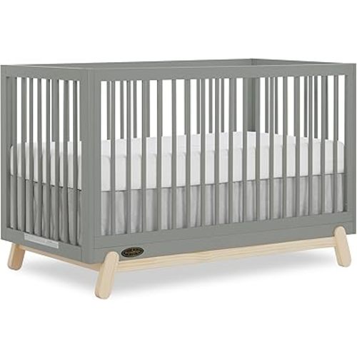 Dream On Me Hygge 5-in-1 Convertible Full-Size Baby Crib in Sea Grass & Vintage Oak, GreenGuard Gold & JPMA, Converts to Toddler, Day & Full-Size Bed, Adjustable Mattress Heights, Modern Nursery