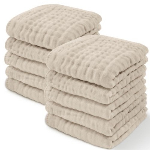 Baby Washcloths Muslin Cotton, Large 10”x10” by Comfy Cubs