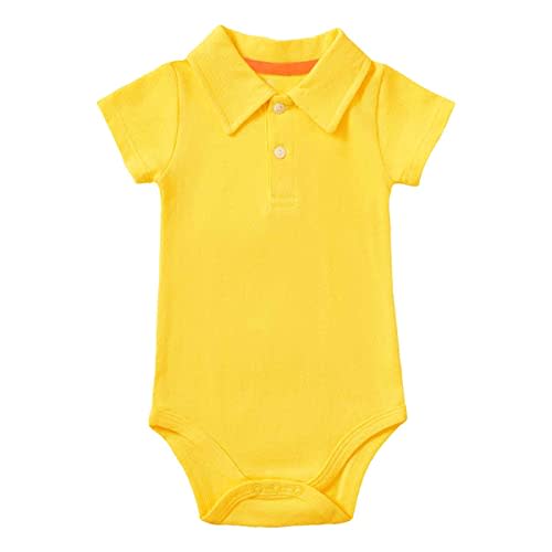 ROMPERINBOX Newborn Baby Boy Collared Onsies Polo Shirt Bodysuit Pique Solid Color Mesh Bubble Short Sleeve Romper Clothes