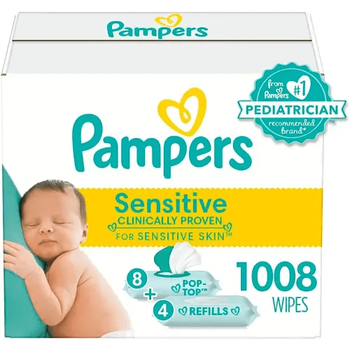 Pampers Sensitive Water Based Hypoallergenic and Unscented Baby Wipes Combo, 1008 count (Packaging May Vary)