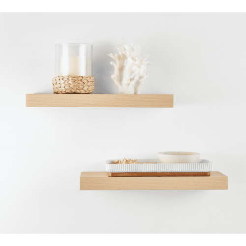 Mainstays Natural 16.5" Wood Floating Shelves, Set of 2
