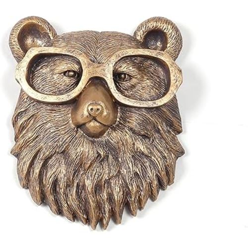 Joogour Head Wall Mount Decor,Resin Animal Sculptures，Art Deco Wall Hanging Decoration for Living Room Bedroom Officeroom Gift (Bear)
