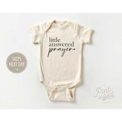 Little Answered Prayer Baby Onesie® - Cute Religious Natural Bodysuit - Christian Baby Onesie®